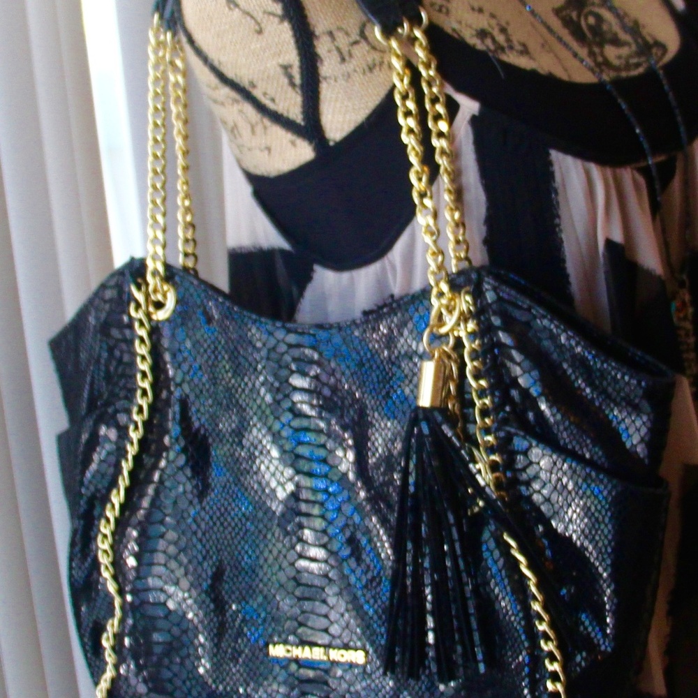 Michael Kors Python Bag! Black,Gold Hardware! - image 1